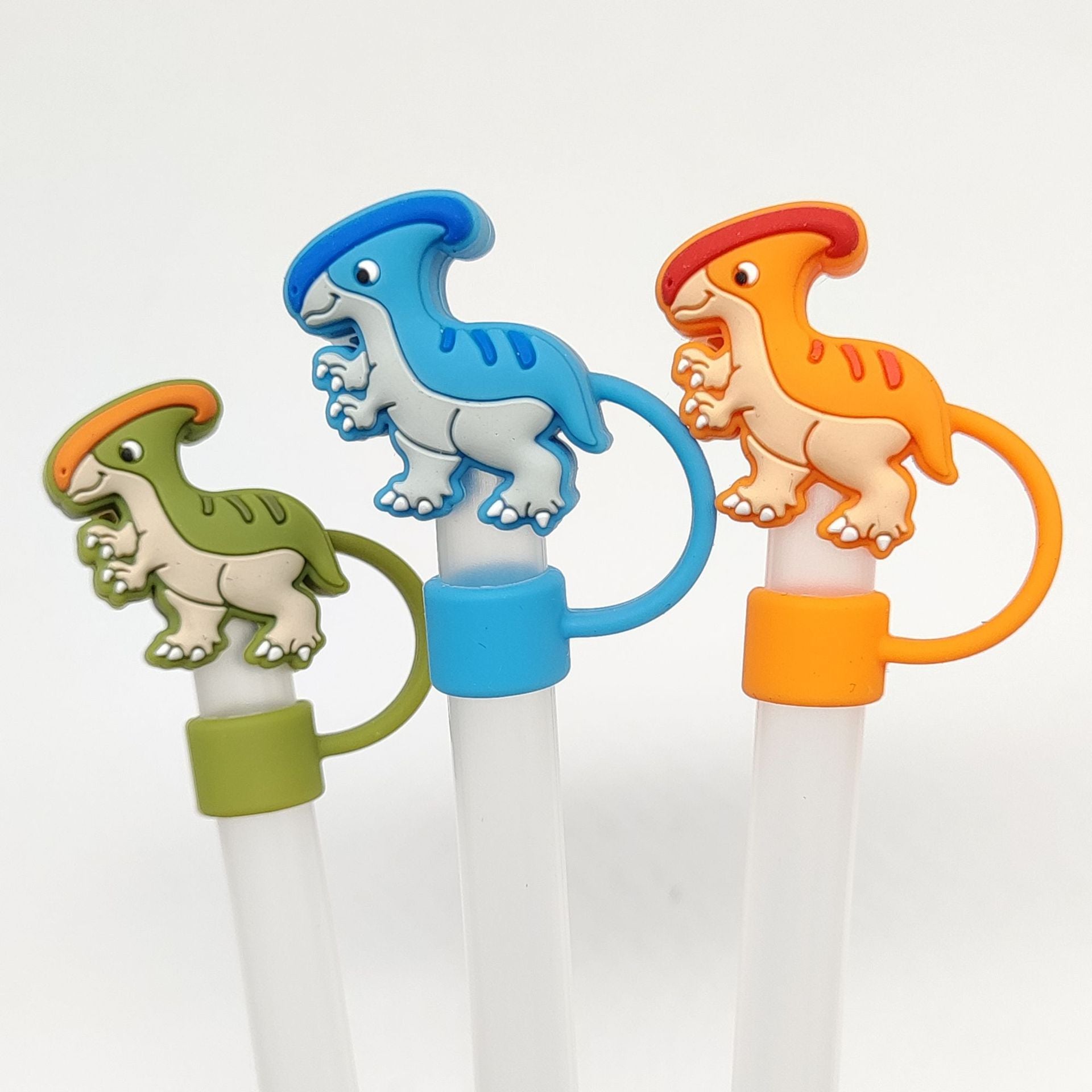 Wholesale Food grade silicone cartoon dinosaur straw cover