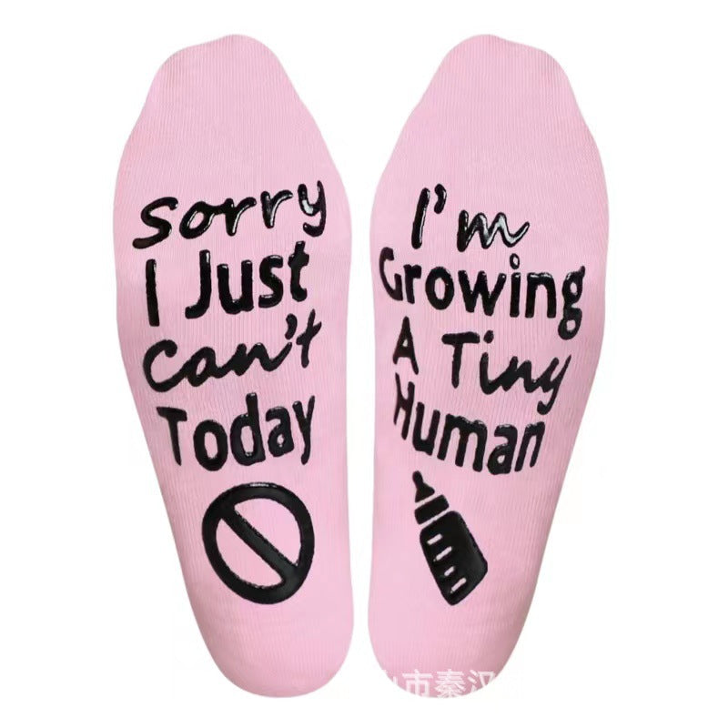 Wholesale of European and American Cotton Medium Cylinder Letter Anti Slip Adhesive Socks