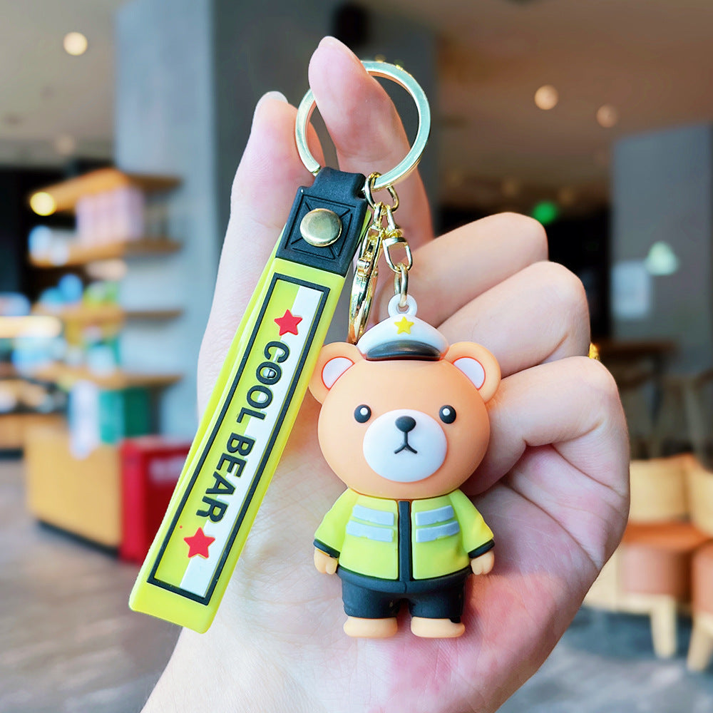 Wholesale Cartoon Bear 3D Soft Glue Keychain