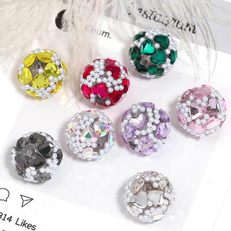 Wholesale  10pcs Heart-shaped Bubble Heavy Beaded String Acrylic Beads