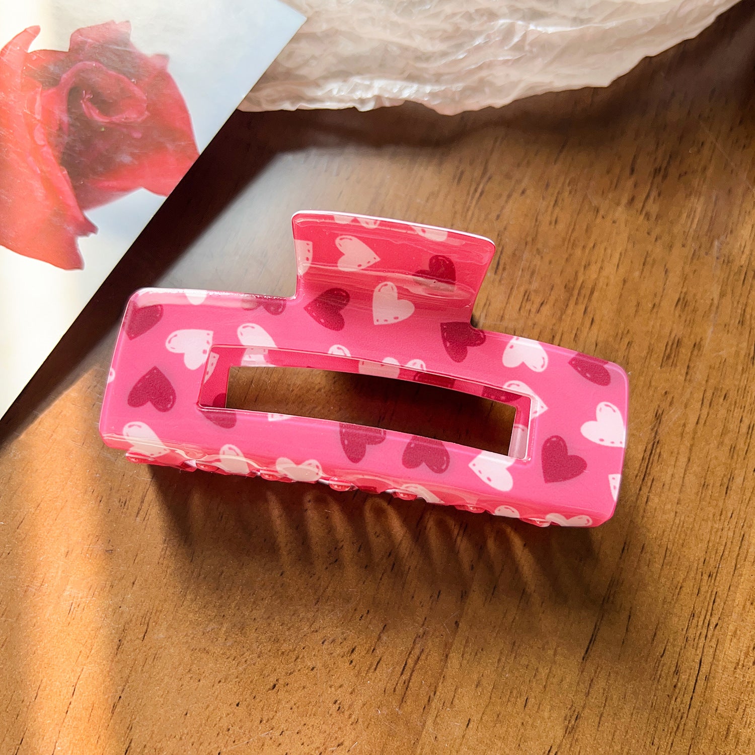 Wholesale New Pink Series Valentine's Day Hairpin Sense Love Printing Shark Clip Sweet Hair Accessories