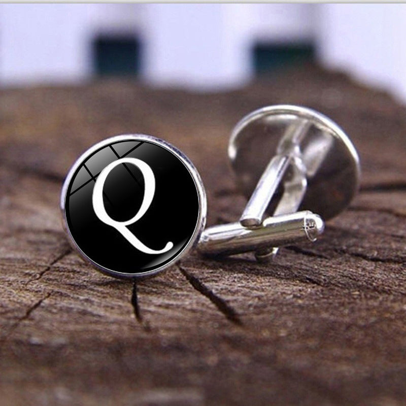 Wholesale Alloy 26 English Letters Time Gemstone Men's Cufflinks