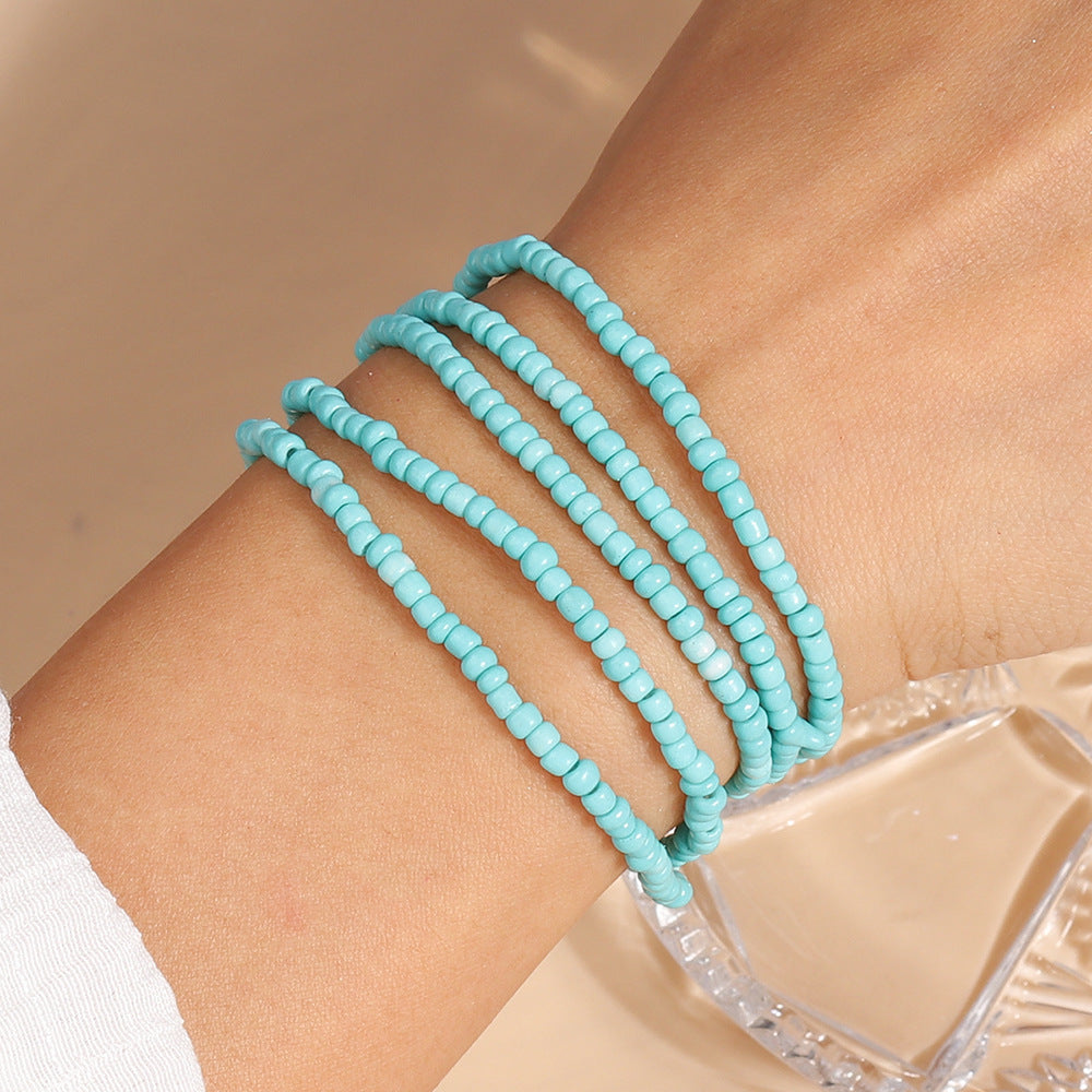 Wholesale Rice Beads Long Section Multi-layer Colorful Beading Bracelet