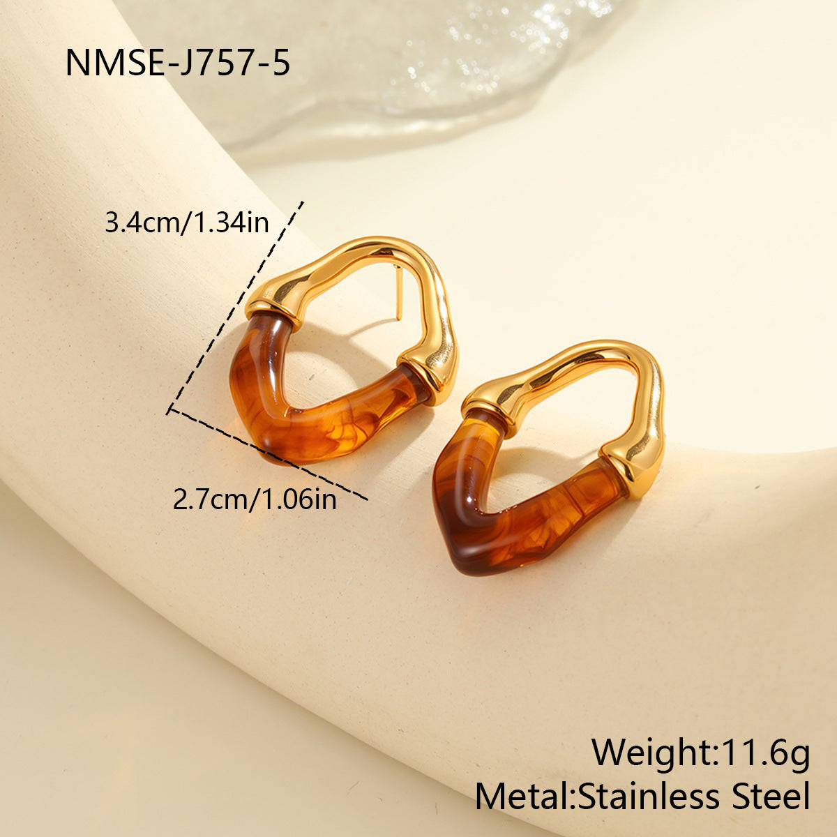Wholesale Colored resin spliced stainless steel earrings