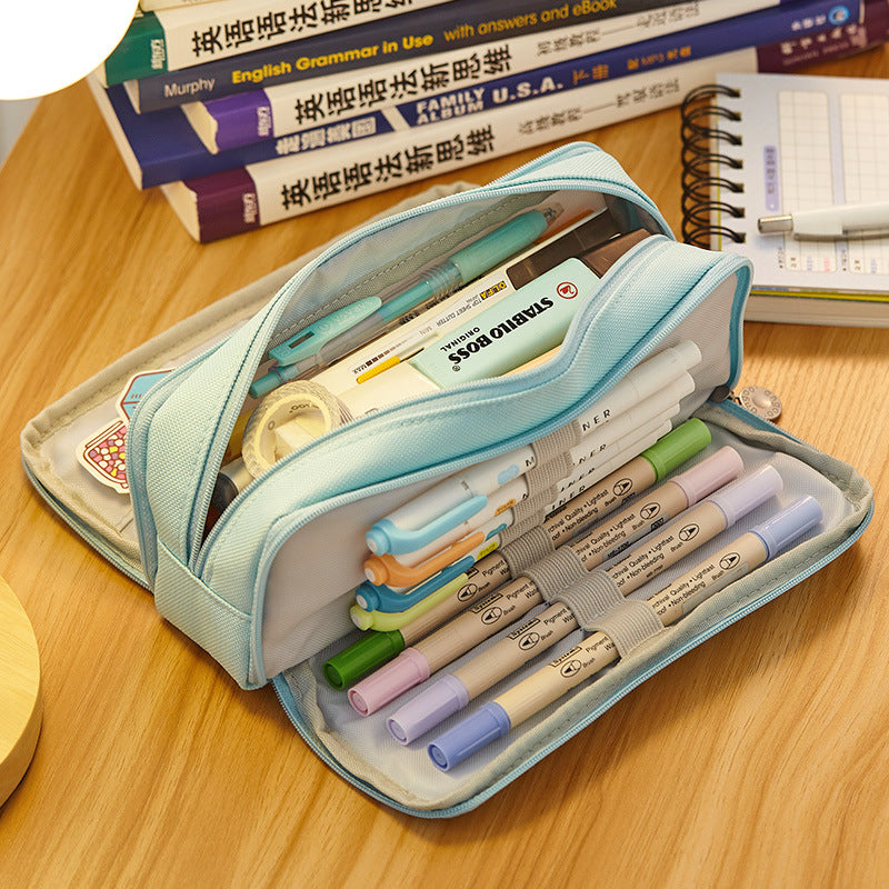 Wholesale Solid Color Pen Bags with Large Capacity Stationery Pencils Canvas Storage Bag