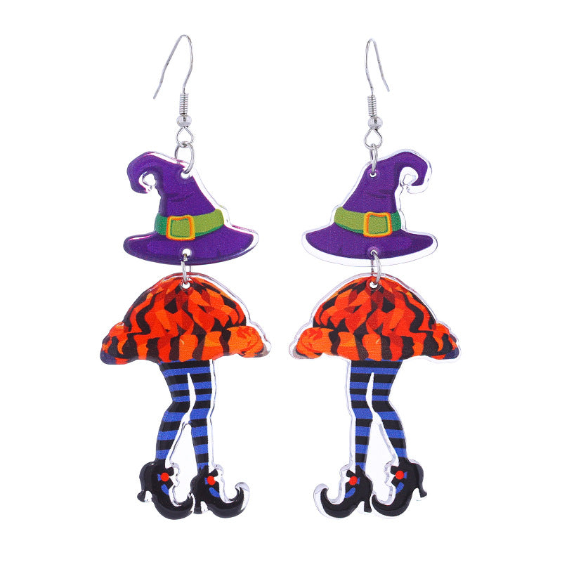 Wholesale Halloween cute funny long-legged witch ear Acrylic earrings