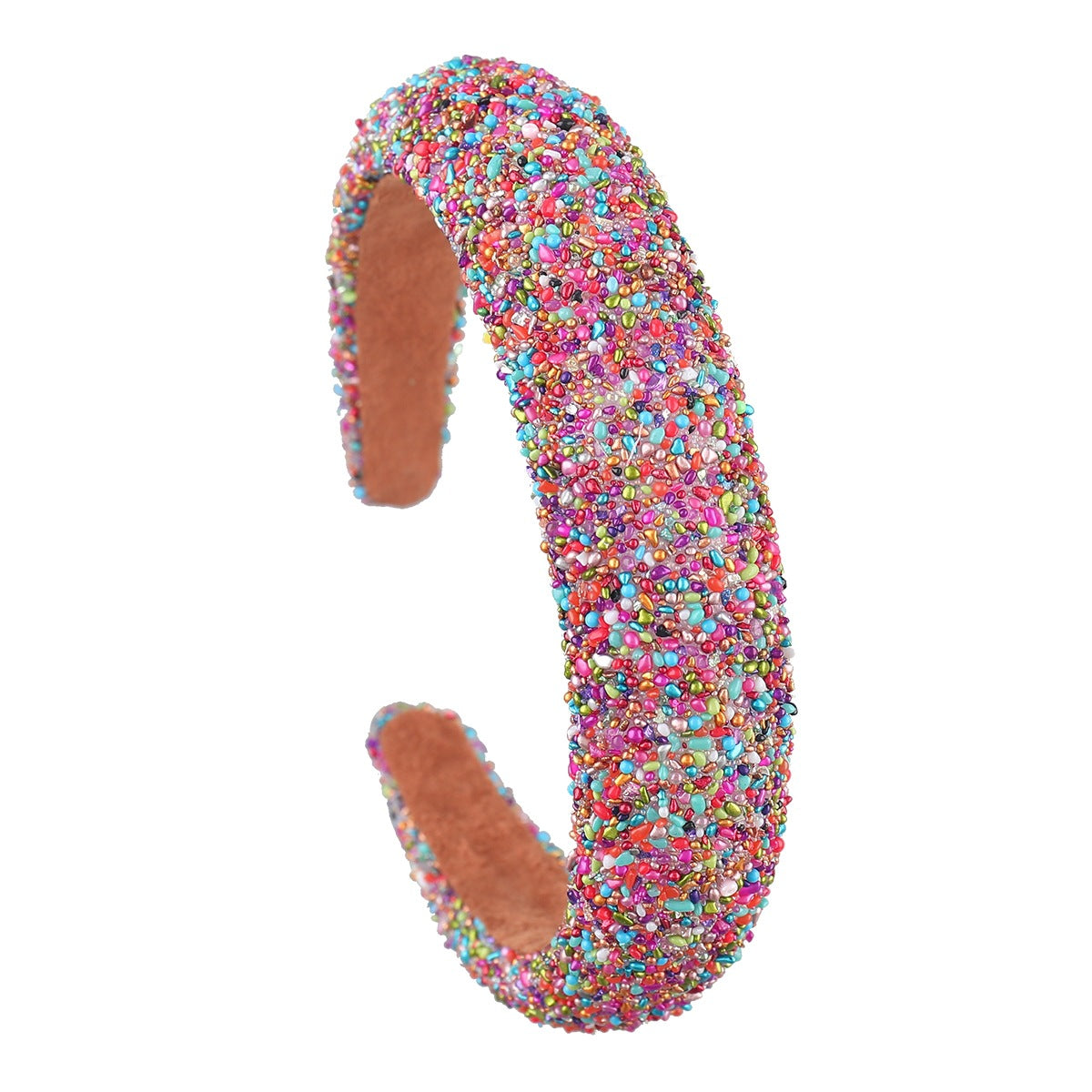 Wholesale Fabric Sponge Colorful Rice Beads Wide-brimmed Headband
