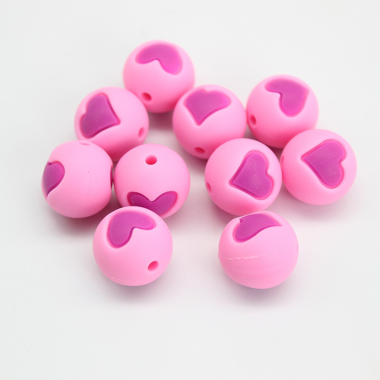 Wholesale 20pcs Love Silicone Beads 15mm DIY Colored Teething Round Beads