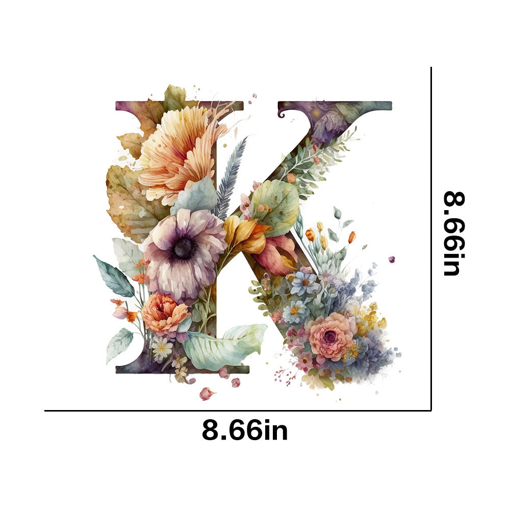 Wholesale 26 letter flower branches and leaves UV DTF Ready to Press Transfers Wraps