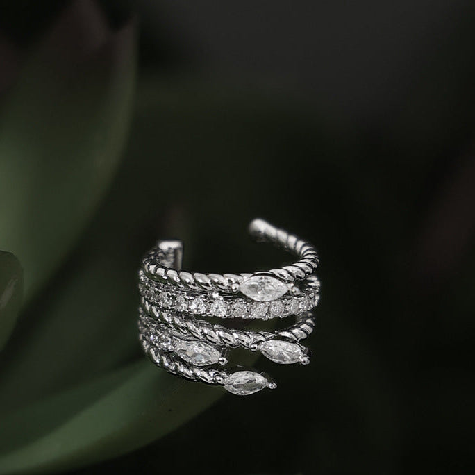Wholesale Luxury Multi-layer All-match Zircon Ear Bone Clip Earrings