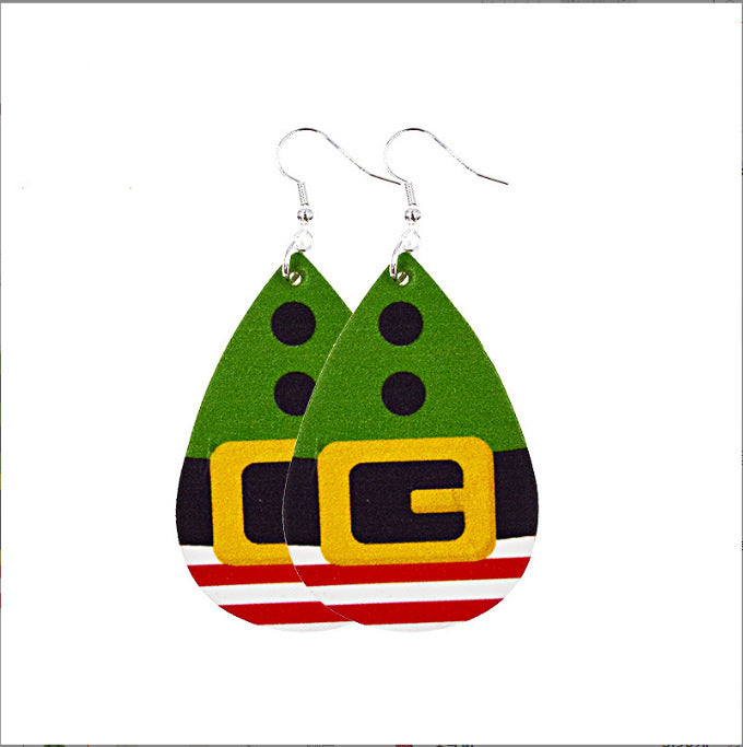 Wholesale Christmas Earrings Christmas Tree Snowflake Elk PU Leather Earrings