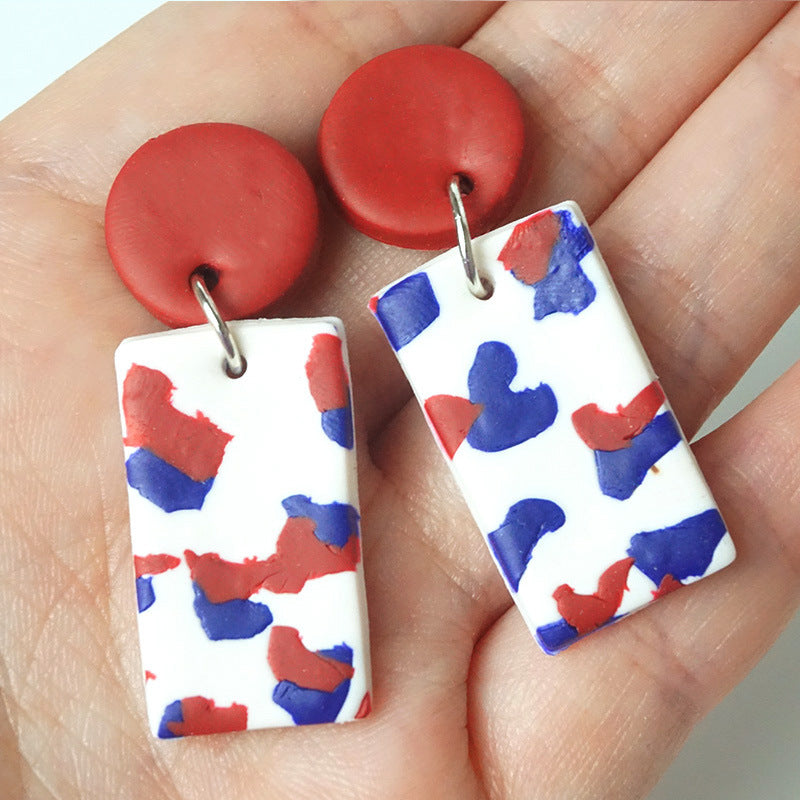 Wholesale soft pottery fashion earrings love color clay earrings