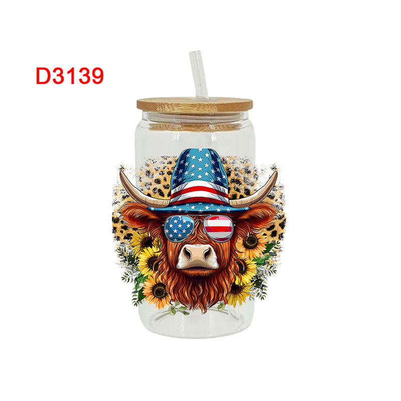 Wholesale Western style Little Cow   16oz Cup UV DTF Wraps