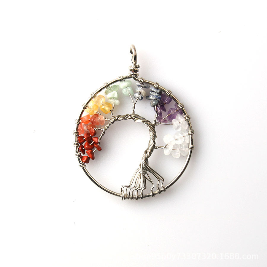 Wholesale 5pcs Crystal Natural Stone Love Shape Round Handmade Pendant Necklace