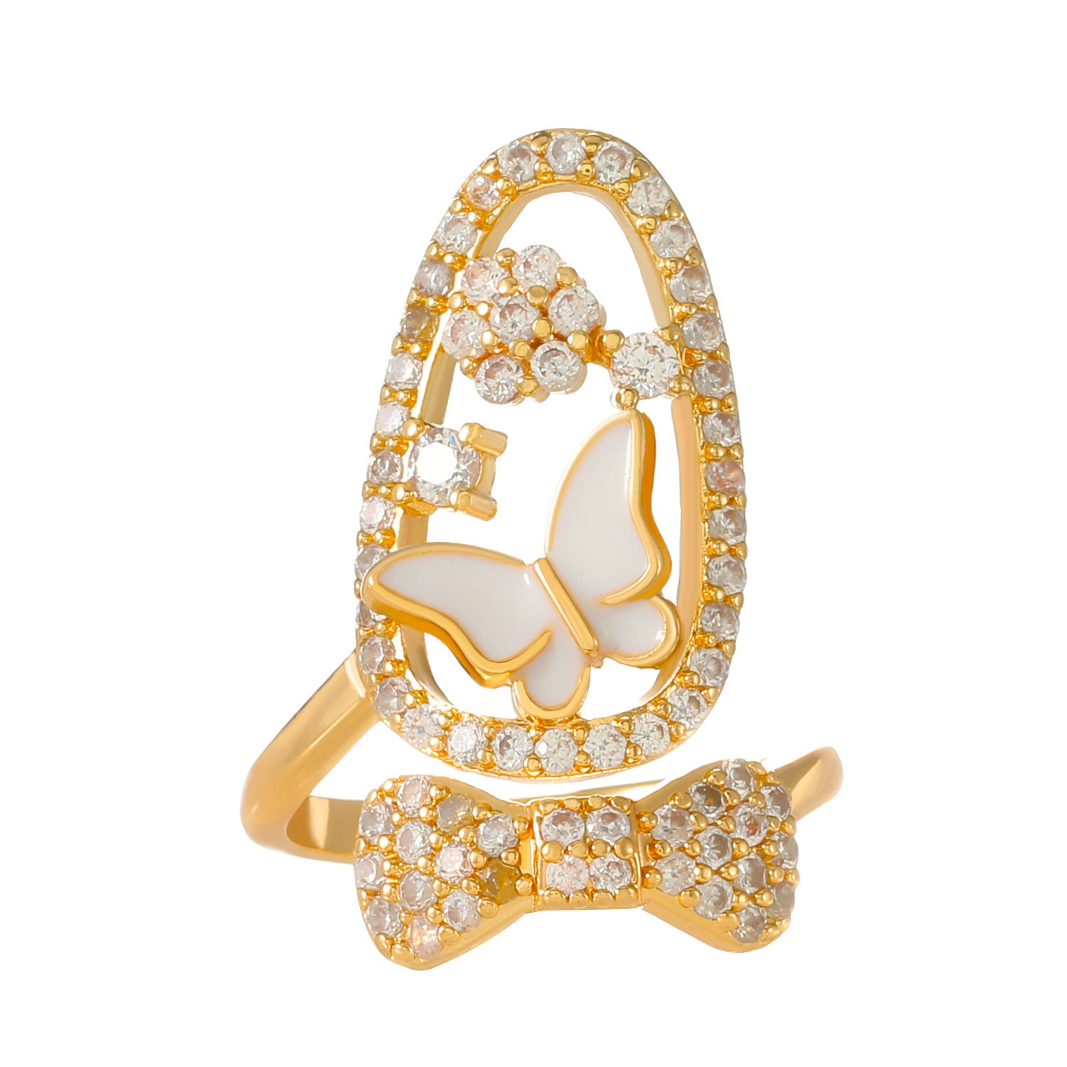 Wholesale  Geometric Diamond Opening Nail Copper Ring