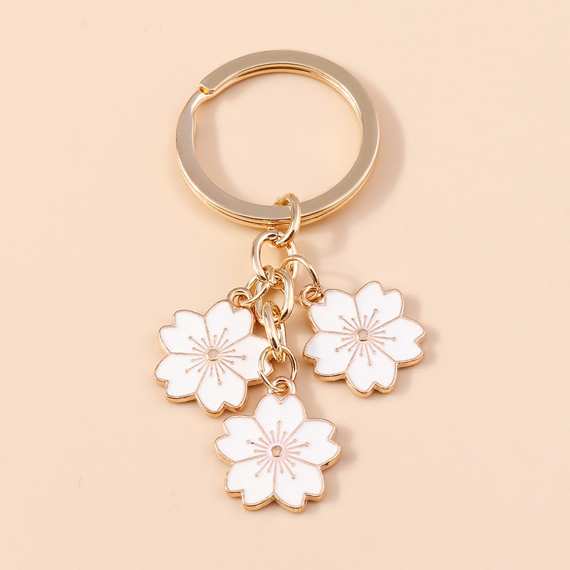 Wholesale Cherry Blossom Metal Keychain Handbag Decoration Pendant Accessories