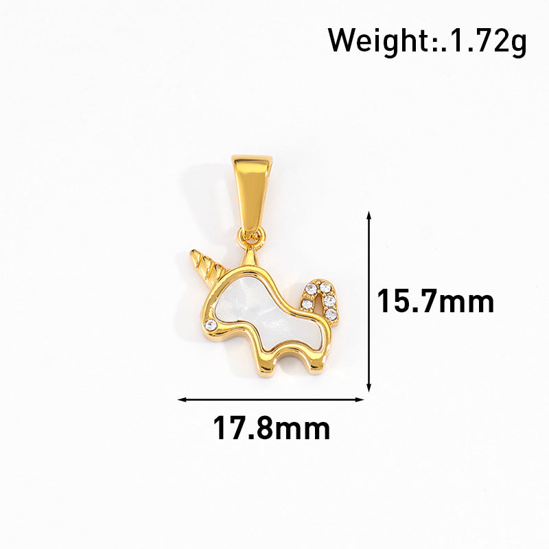 Wholesale 10pcs Love tailed unicorn elephant fan-shaped white shell mother pendant