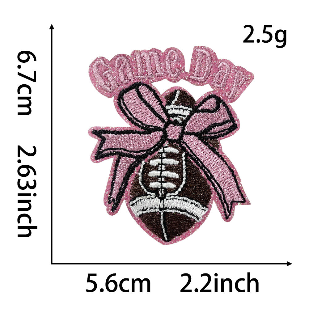 Wholesale Chic Gameday Football Embroidered Patch With Olive Ball Design Iron On DIY Fashion Accessory