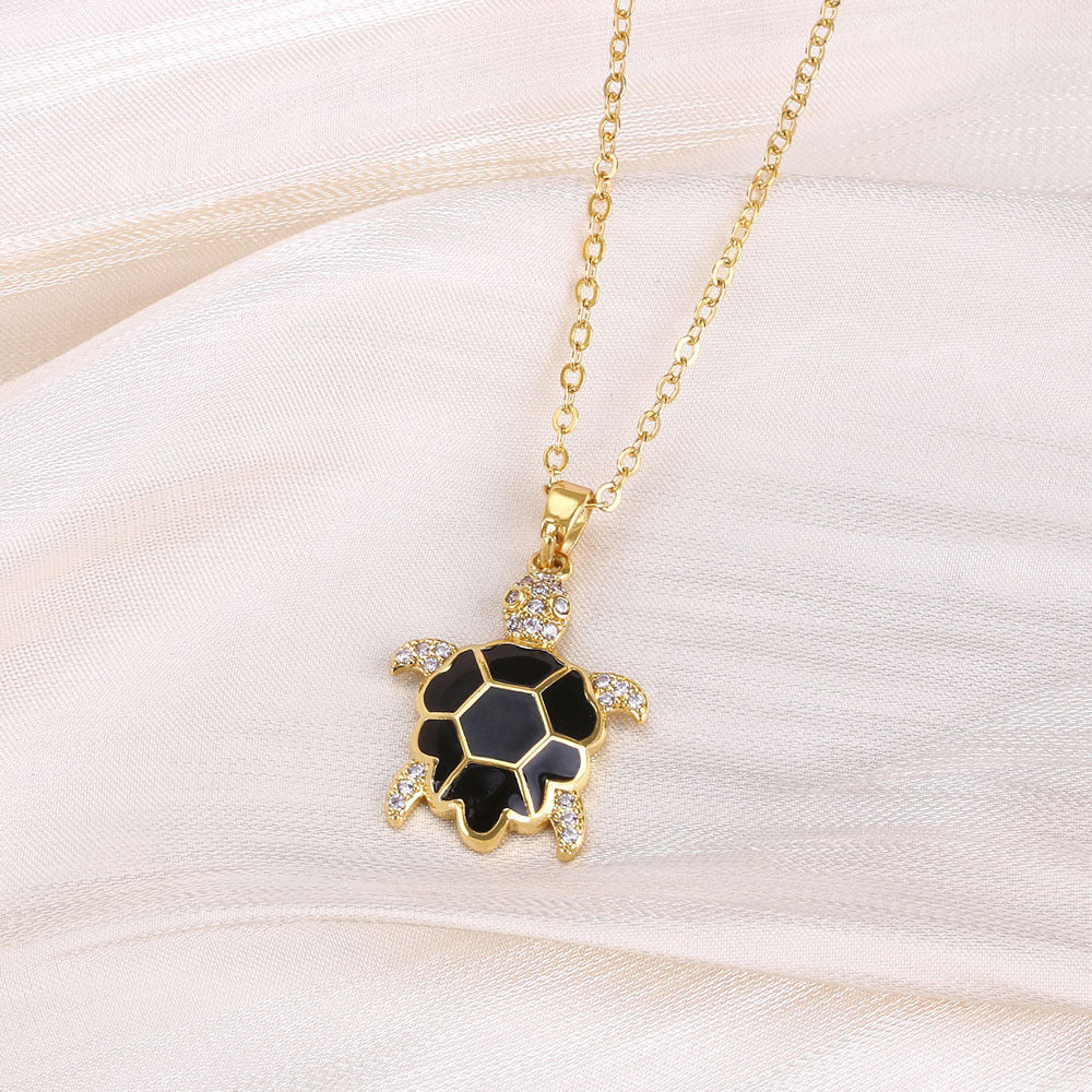 Wholesale Cute Animal Pendant Necklace Turtle Butterfly Dragonfly Design Real Gold Plated Copper Fashion Jewelry Gift