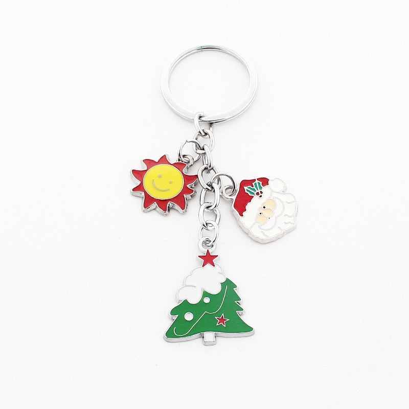 Wholesale Christmas Santa Claus Christmas Tree Drop Oil Zinc Alloy Keychain