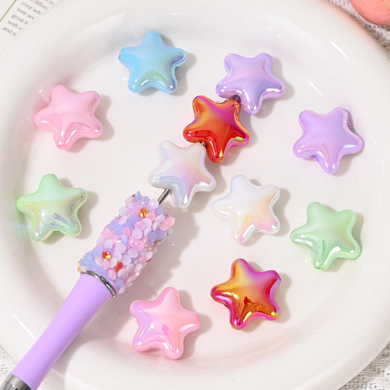 Wholesale 5pcs/pack  Uv-Plated Dopamine Pentagram Shaped Beads