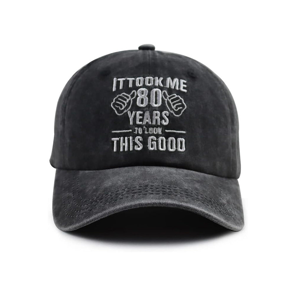 Wholesale Embroidered Washed Cotton 80th Vintage Baseball Cap