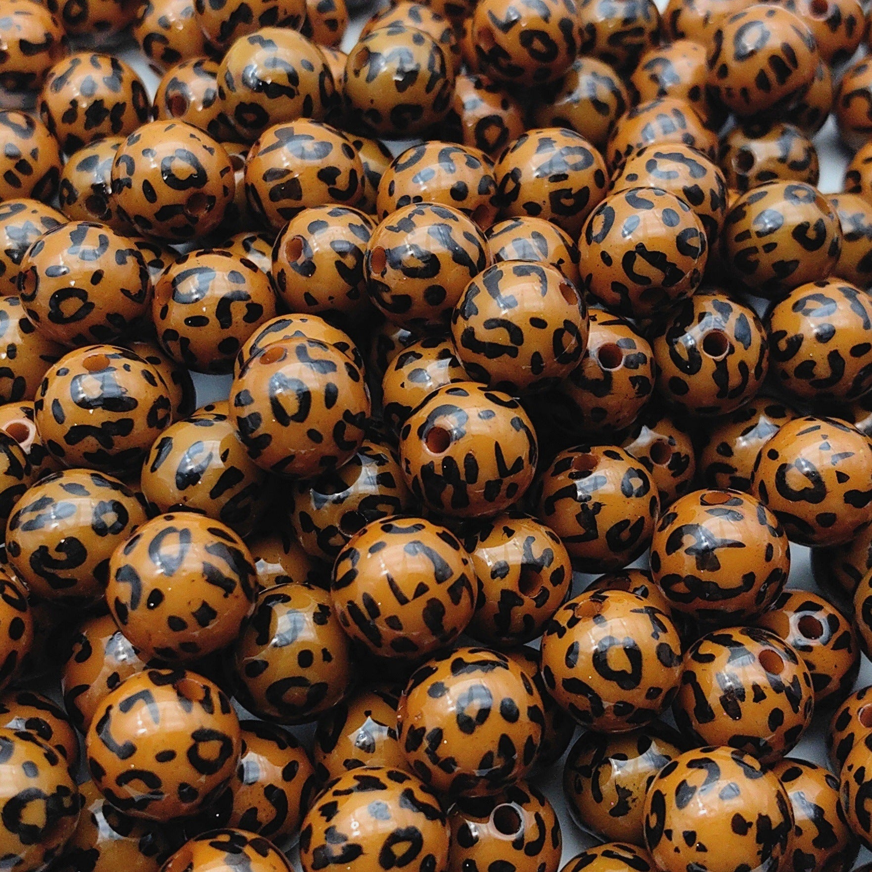 Wholesale  20pcs 16mm  Leopard Beads Plated UV Square Round Acrylic Beads