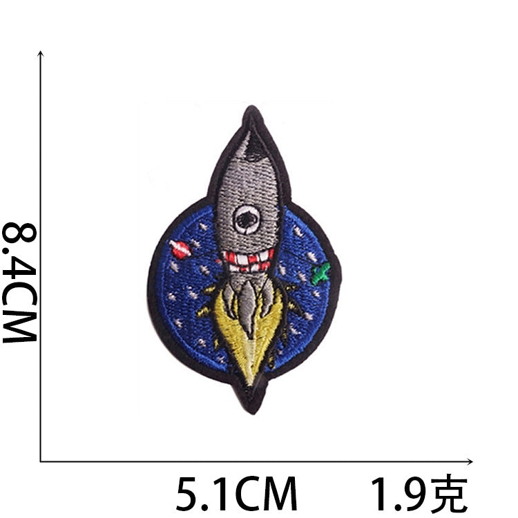 Wholesale Trendy Cartoon Rocket Embroidery Patches Polyester Sew On Space Badge For Clothing DIY Craft