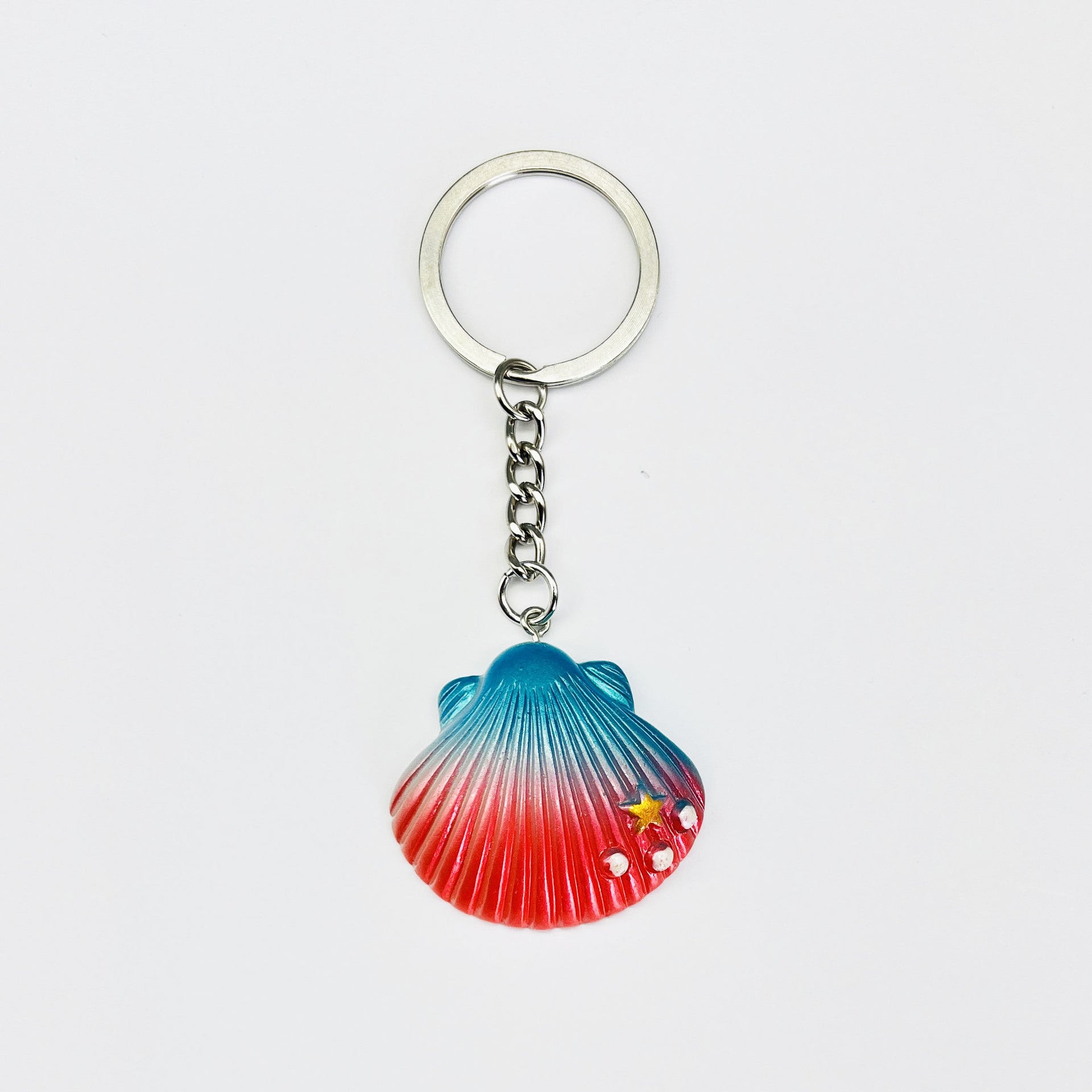 Wholesale Colorful Ocean Star Shell Metal Keychain