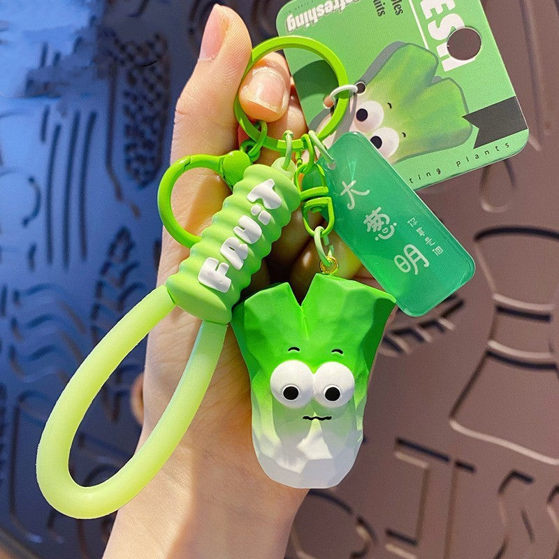 Wholesale Creative Wood Carving Style Vegetables and Fruits Series Watermelon Resin Keychain