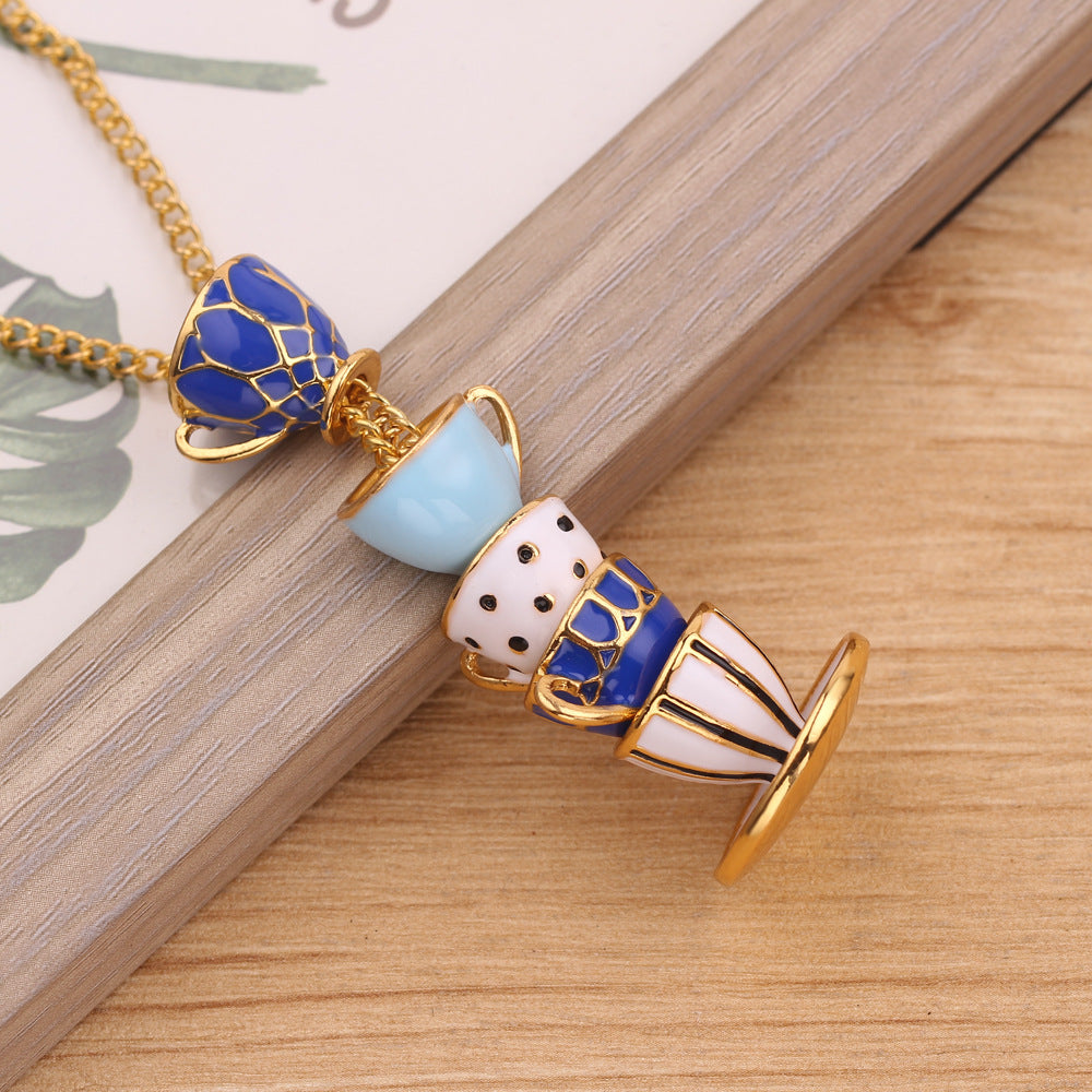 Wholesale Enamel Teacup Alloy Necklaces