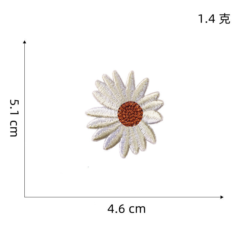 Wholesale Polyester Embroidered Flower Patches Cartoon Bee Sunflower DIY Clothing Decor Resale Accessory