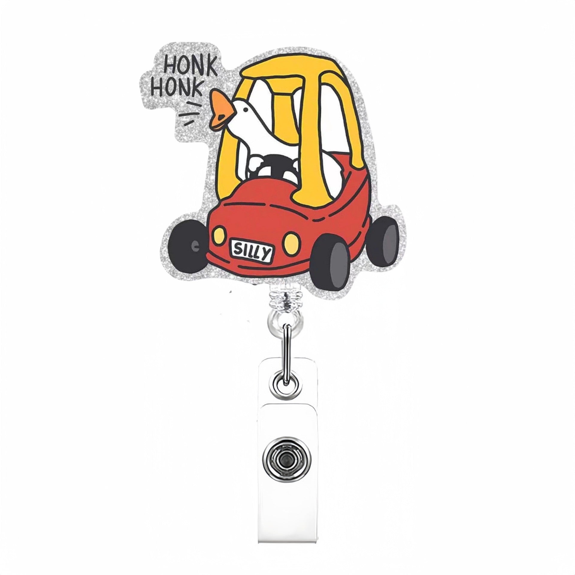 Wholesale Acrylic Fun Glitter Retractable Badge Keychain