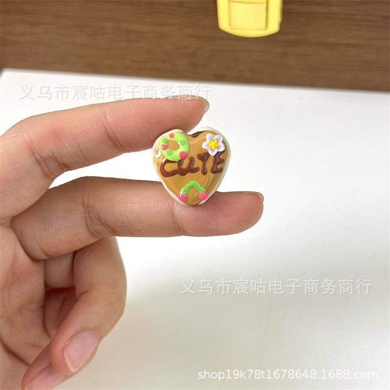 Wholesale 2pcs Cherry Heart Letter Hand-painted Beads