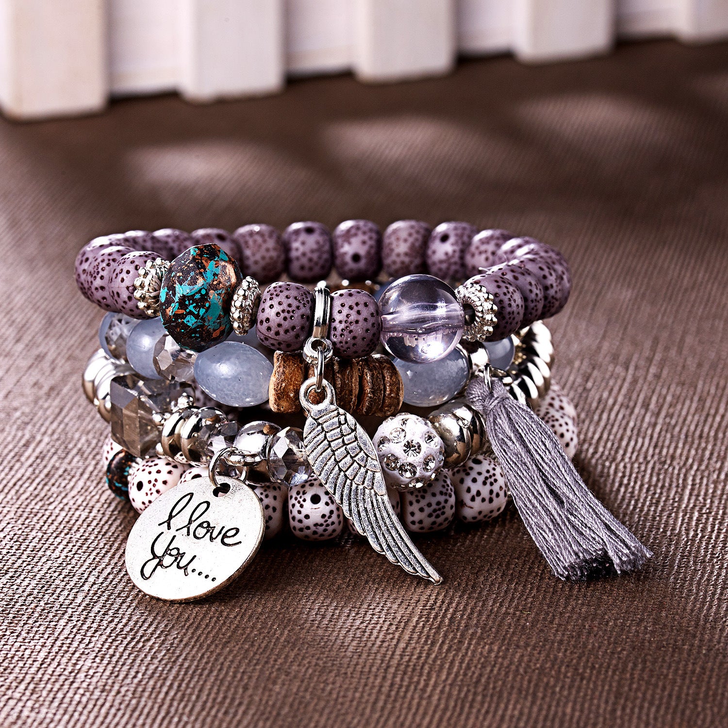 Wholesale Bohemian Wings Tassel Rice Beads Beaded Bracelet