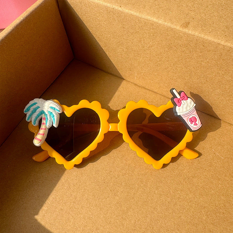 Wholesale love lace children's heart  sunshade glasses