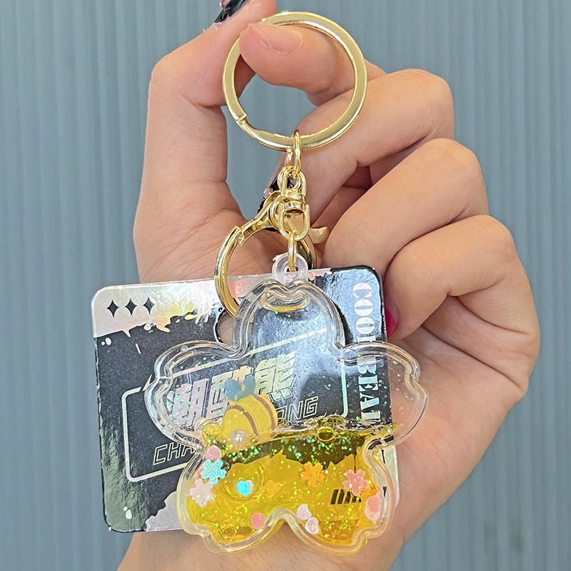 Wholesale Acrylic Quicksand Oil Bee Key Chain