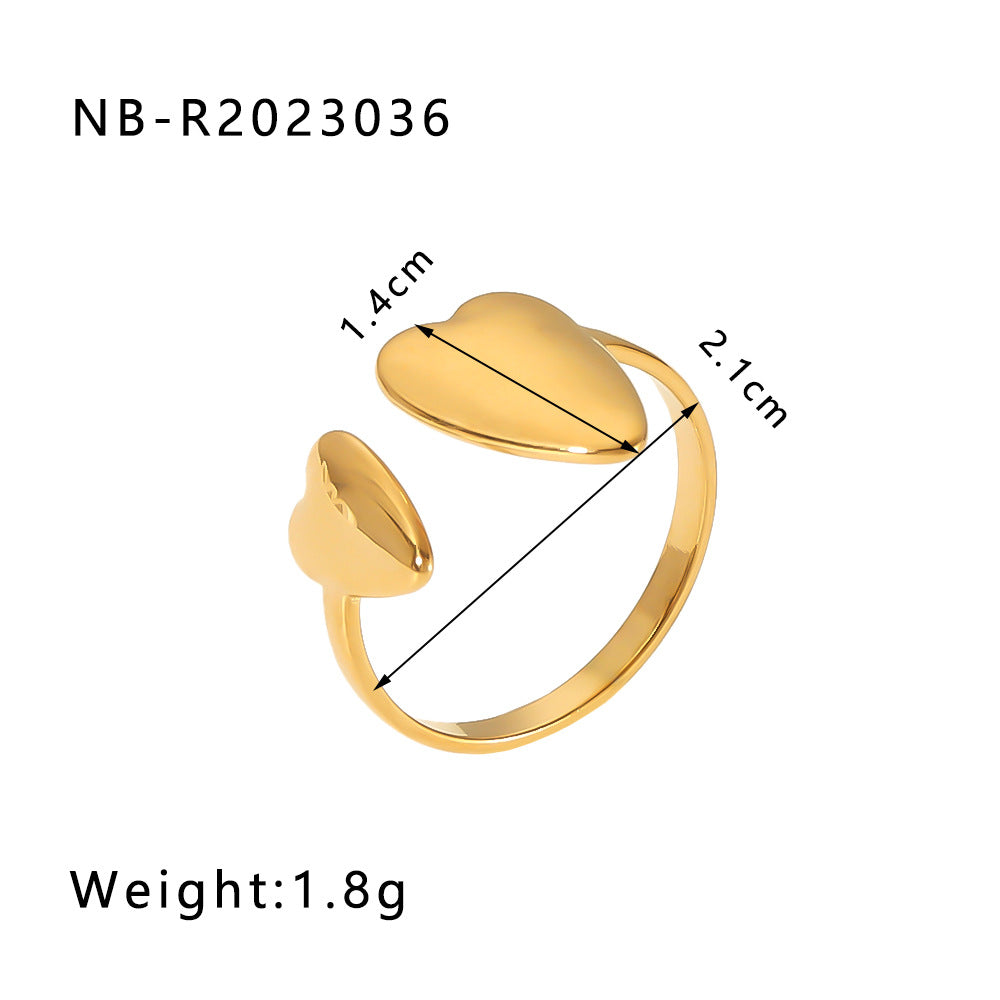 Wholesale commuter stainless steel open ring heart-shaped geometric titanium steel ring fashion simple  Personality ring female