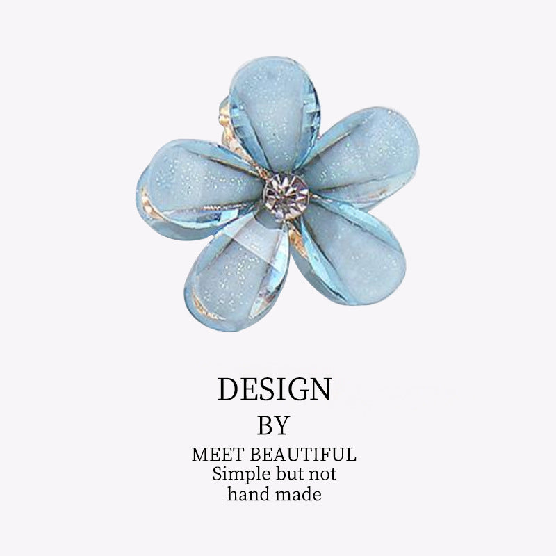 Wholesale Crystal five-petal flower small clip