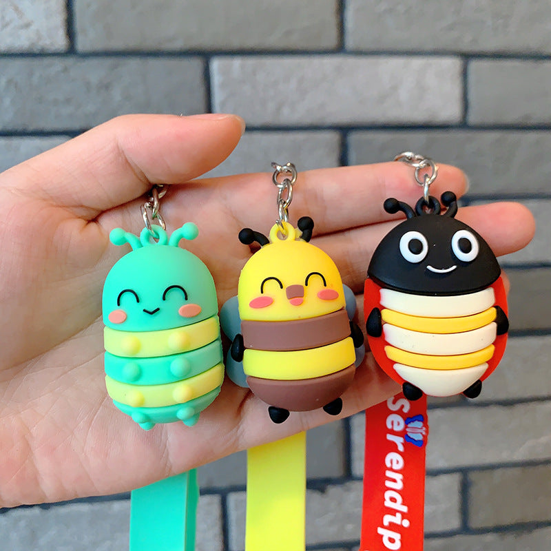 Wholesale Dragonfly Seven-star Ladybug Silicone Insect Keychain