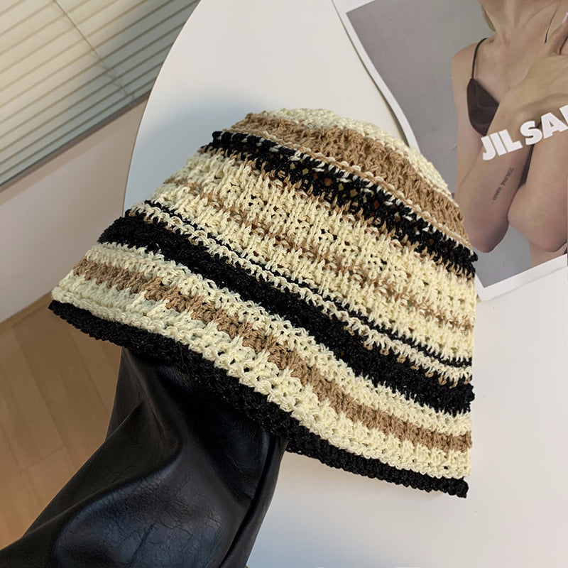 Wholesale Knitted Straw Hollow Bucket Hat