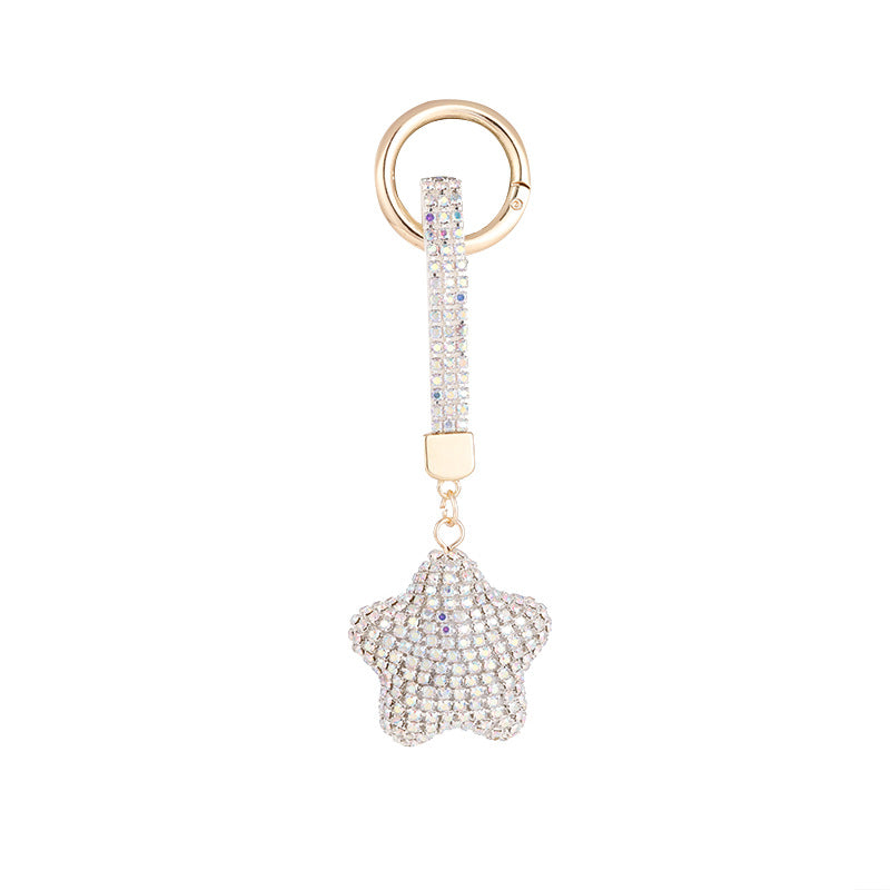 Wholesale Zinc Alloy Inlaid Diamond Five-pointed Star Key Chain