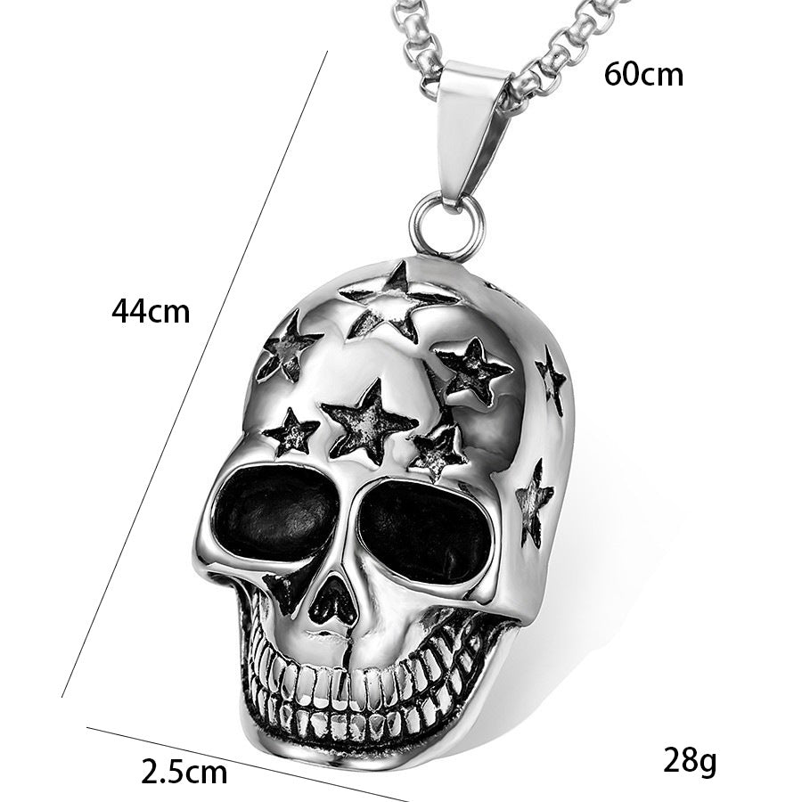 Wholesale Domineering Star Skull Titanium Steel Punk Men's Necklace