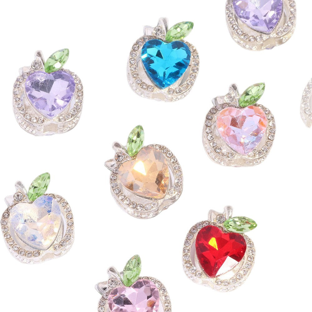 Wholesale Double-sided alloy apple four-hole straight hole loose beads beaded DIY  keychain accessories