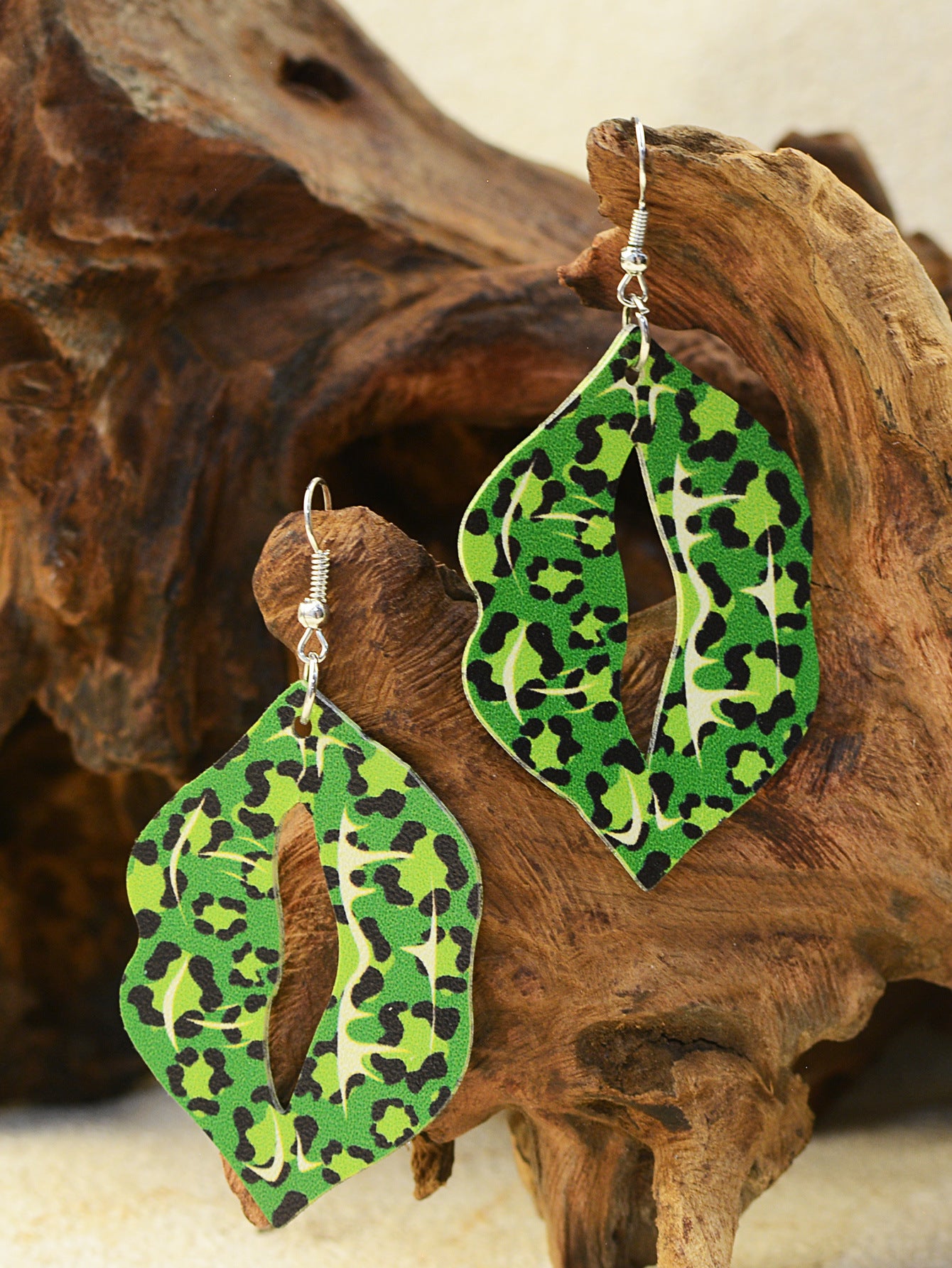 Wholesale St. Patrick's Day Lips Leopard Plaid Clover Earrings