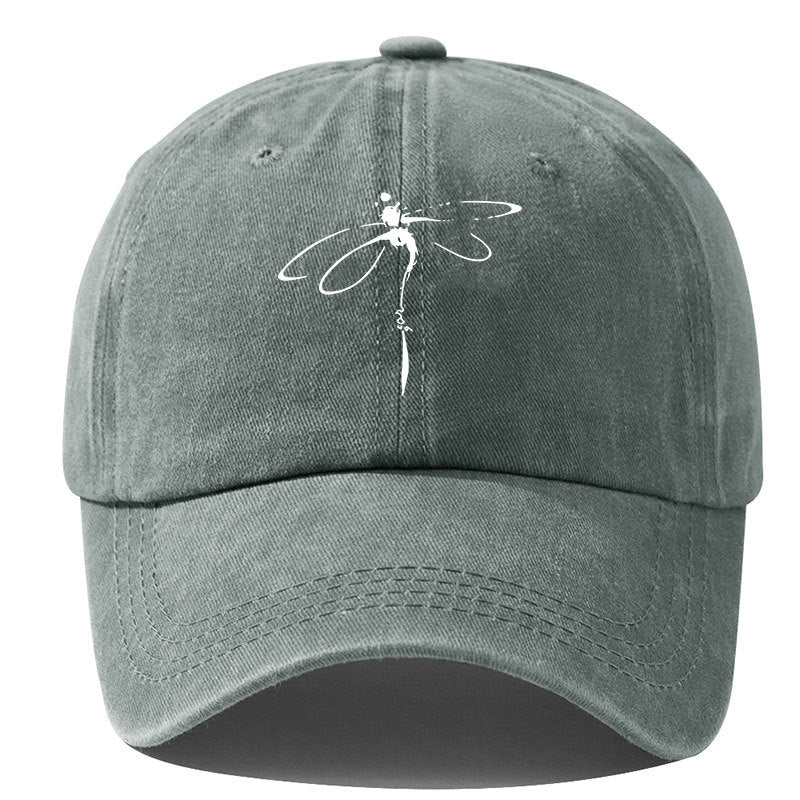 Wholesale Dragonfly Print Washed Distressed Baseball Cap