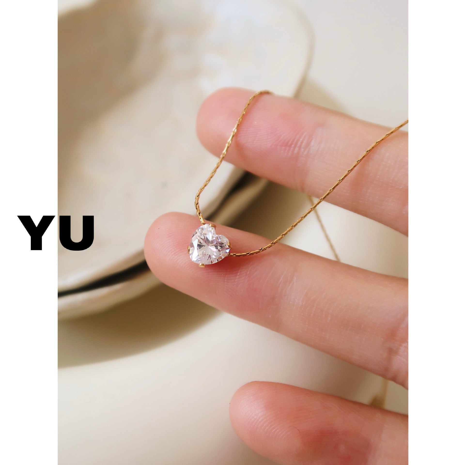 Wholesale Titanium Steel Electroplated 18K Zircon Necklace