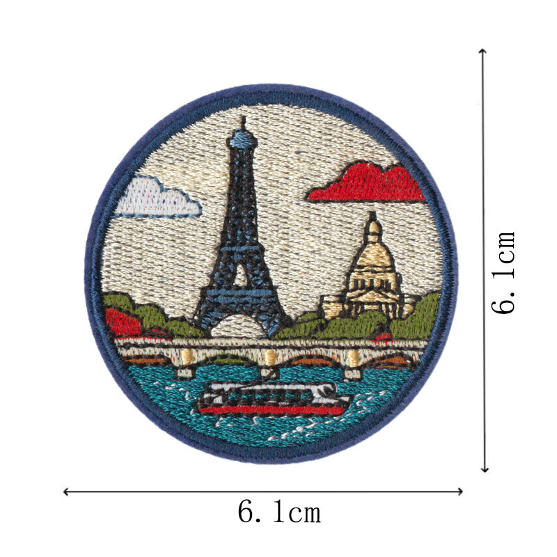 Wholesale World Landmark Embroidered Iron On Patches 9 Pack Commemorative Souvenir Badge Style No Sew DIY Decorative For ets Craft Accessory