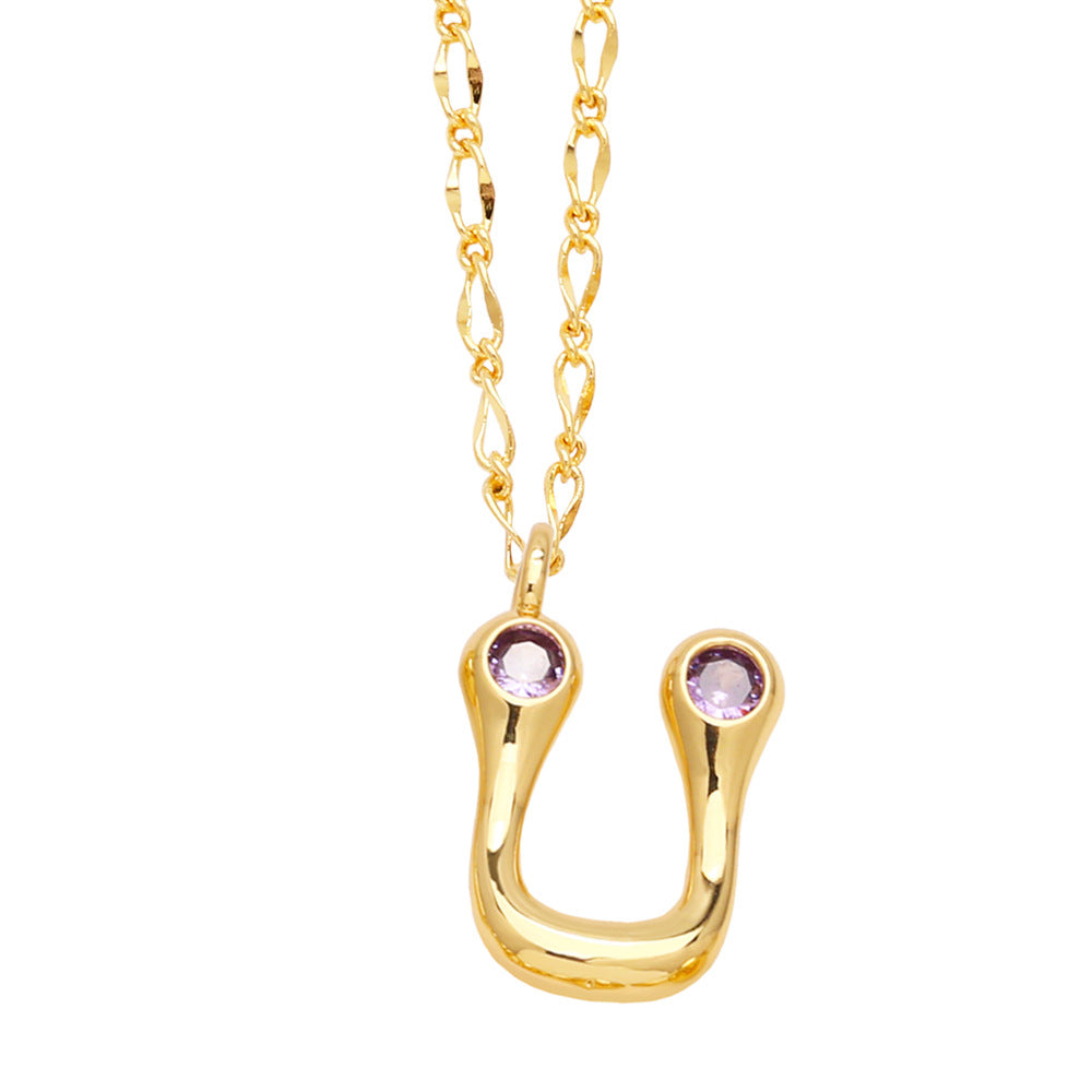 Wholesale 26 English Letters Gold Plated Necklace