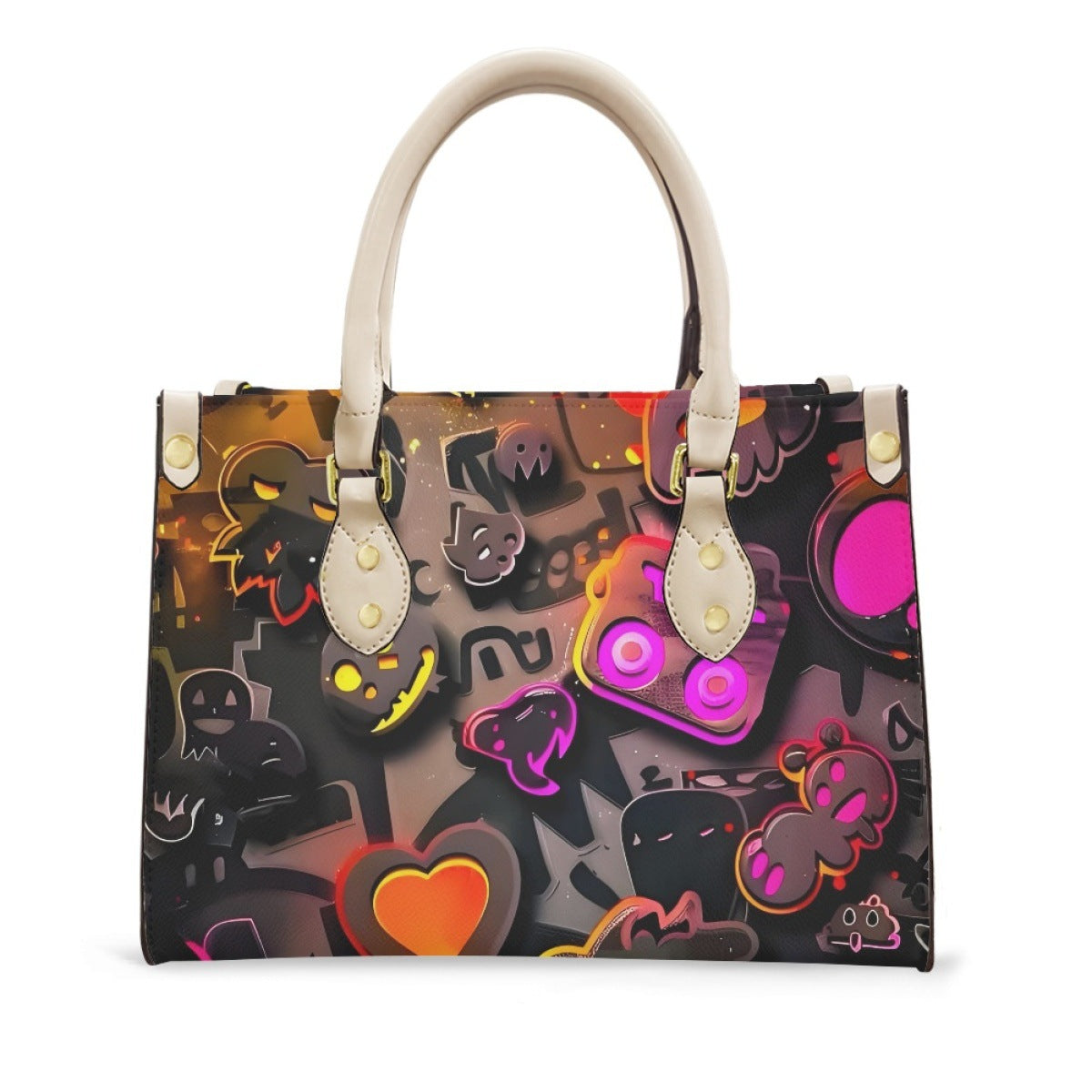 Wholesale Printed Handbag Strapless Shoulder Graffiti Vintage Elements Printed Ladies Satchel